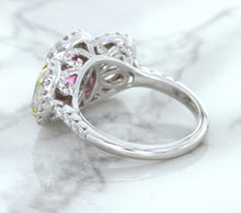 Load image into Gallery viewer, Multicolor Sapphire Ring with Diamond Halo in 18K White Gold