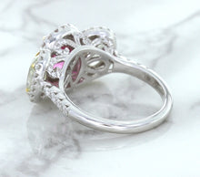 Load image into Gallery viewer, Multicolor Sapphire Ring with Diamond Halo in 18K White Gold