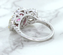 Load image into Gallery viewer, Multicolor Sapphire Ring with Diamond Halo in 18K White Gold