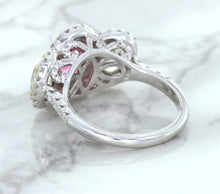 Load image into Gallery viewer, Multicolor Sapphire Ring with Diamond Halo in 18K White Gold