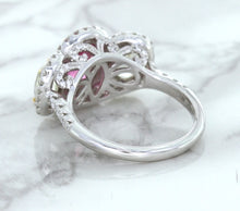 Load image into Gallery viewer, Multicolor Sapphire Ring with Diamond Halo in 18K White Gold