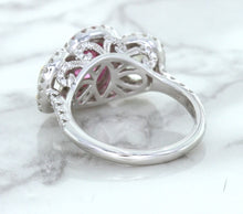 Load image into Gallery viewer, Multicolor Sapphire Ring with Diamond Halo in 18K White Gold