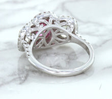 Load image into Gallery viewer, Multicolor Sapphire Ring with Diamond Halo in 18K White Gold