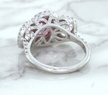 Load image into Gallery viewer, Multicolor Sapphire Ring with Diamond Halo in 18K White Gold