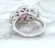 Load image into Gallery viewer, Multicolor Sapphire Ring with Diamond Halo in 18K White Gold