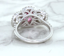 Load image into Gallery viewer, Multicolor Sapphire Ring with Diamond Halo in 18K White Gold