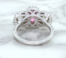 Load image into Gallery viewer, Multicolor Sapphire Ring with Diamond Halo in 18K White Gold