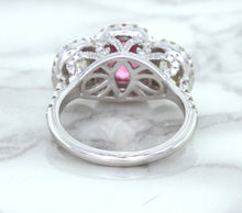 Load image into Gallery viewer, Multicolor Sapphire Ring with Diamond Halo in 18K White Gold