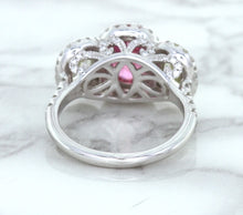 Load image into Gallery viewer, Multicolor Sapphire Ring with Diamond Halo in 18K White Gold