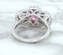 Load image into Gallery viewer, Multicolor Sapphire Ring with Diamond Halo in 18K White Gold