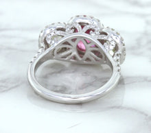 Load image into Gallery viewer, Multicolor Sapphire Ring with Diamond Halo in 18K White Gold