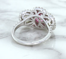 Load image into Gallery viewer, Multicolor Sapphire Ring with Diamond Halo in 18K White Gold