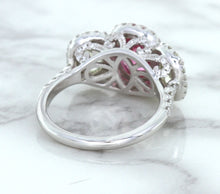 Load image into Gallery viewer, Multicolor Sapphire Ring with Diamond Halo in 18K White Gold