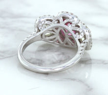 Load image into Gallery viewer, Multicolor Sapphire Ring with Diamond Halo in 18K White Gold