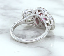 Load image into Gallery viewer, Multicolor Sapphire Ring with Diamond Halo in 18K White Gold