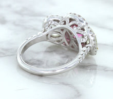 Load image into Gallery viewer, Multicolor Sapphire Ring with Diamond Halo in 18K White Gold