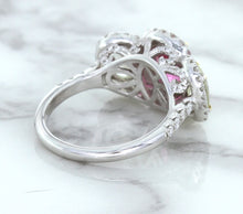 Load image into Gallery viewer, Multicolor Sapphire Ring with Diamond Halo in 18K White Gold