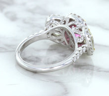 Load image into Gallery viewer, Multicolor Sapphire Ring with Diamond Halo in 18K White Gold