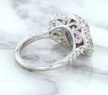 Load image into Gallery viewer, Multicolor Sapphire Ring with Diamond Halo in 18K White Gold