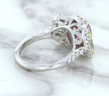 Load image into Gallery viewer, Multicolor Sapphire Ring with Diamond Halo in 18K White Gold