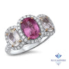 Multicolor Sapphire Ring with Diamond Halo in 18K White Gold