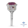 Multicolor Sapphire Ring with Diamond Halo in 18K White Gold