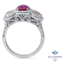 Load image into Gallery viewer, Multicolor Sapphire Ring with Diamond Halo in 18K White Gold