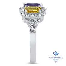 Load image into Gallery viewer, Multicolor Sapphire Ring with Diamond Halo in 18K White Gold