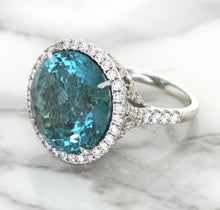 Load image into Gallery viewer, 20.05ct Round Tourmaline Ring with Diamond Halo in 18K White Gold