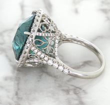 Load image into Gallery viewer, 20.05ct Round Tourmaline Ring with Diamond Halo in 18K White Gold