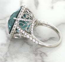 Load image into Gallery viewer, 20.05ct Round Tourmaline Ring with Diamond Halo in 18K White Gold