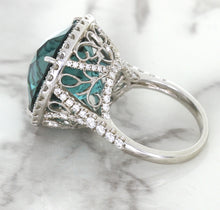 Load image into Gallery viewer, 20.05ct Round Tourmaline Ring with Diamond Halo in 18K White Gold