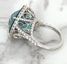 Load image into Gallery viewer, 20.05ct Round Tourmaline Ring with Diamond Halo in 18K White Gold