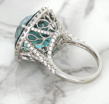 Load image into Gallery viewer, 20.05ct Round Tourmaline Ring with Diamond Halo in 18K White Gold