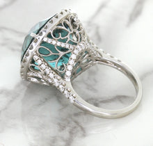 Load image into Gallery viewer, 20.05ct Round Tourmaline Ring with Diamond Halo in 18K White Gold