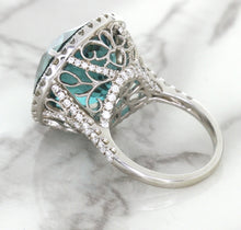 Load image into Gallery viewer, 20.05ct Round Tourmaline Ring with Diamond Halo in 18K White Gold