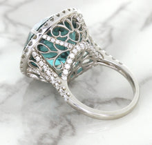 Load image into Gallery viewer, 20.05ct Round Tourmaline Ring with Diamond Halo in 18K White Gold