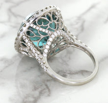 Load image into Gallery viewer, 20.05ct Round Tourmaline Ring with Diamond Halo in 18K White Gold