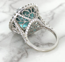Load image into Gallery viewer, 20.05ct Round Tourmaline Ring with Diamond Halo in 18K White Gold