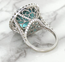 Load image into Gallery viewer, 20.05ct Round Tourmaline Ring with Diamond Halo in 18K White Gold