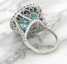 Load image into Gallery viewer, 20.05ct Round Tourmaline Ring with Diamond Halo in 18K White Gold