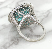 Load image into Gallery viewer, 20.05ct Round Tourmaline Ring with Diamond Halo in 18K White Gold