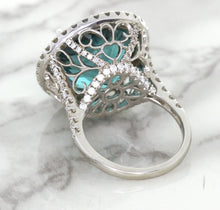 Load image into Gallery viewer, 20.05ct Round Tourmaline Ring with Diamond Halo in 18K White Gold