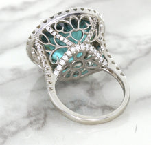 Load image into Gallery viewer, 20.05ct Round Tourmaline Ring with Diamond Halo in 18K White Gold