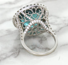 Load image into Gallery viewer, 20.05ct Round Tourmaline Ring with Diamond Halo in 18K White Gold