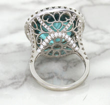 Load image into Gallery viewer, 20.05ct Round Tourmaline Ring with Diamond Halo in 18K White Gold