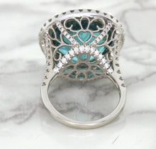 Load image into Gallery viewer, 20.05ct Round Tourmaline Ring with Diamond Halo in 18K White Gold
