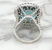 Load image into Gallery viewer, 20.05ct Round Tourmaline Ring with Diamond Halo in 18K White Gold