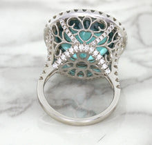 Load image into Gallery viewer, 20.05ct Round Tourmaline Ring with Diamond Halo in 18K White Gold