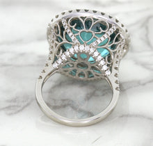 Load image into Gallery viewer, 20.05ct Round Tourmaline Ring with Diamond Halo in 18K White Gold
